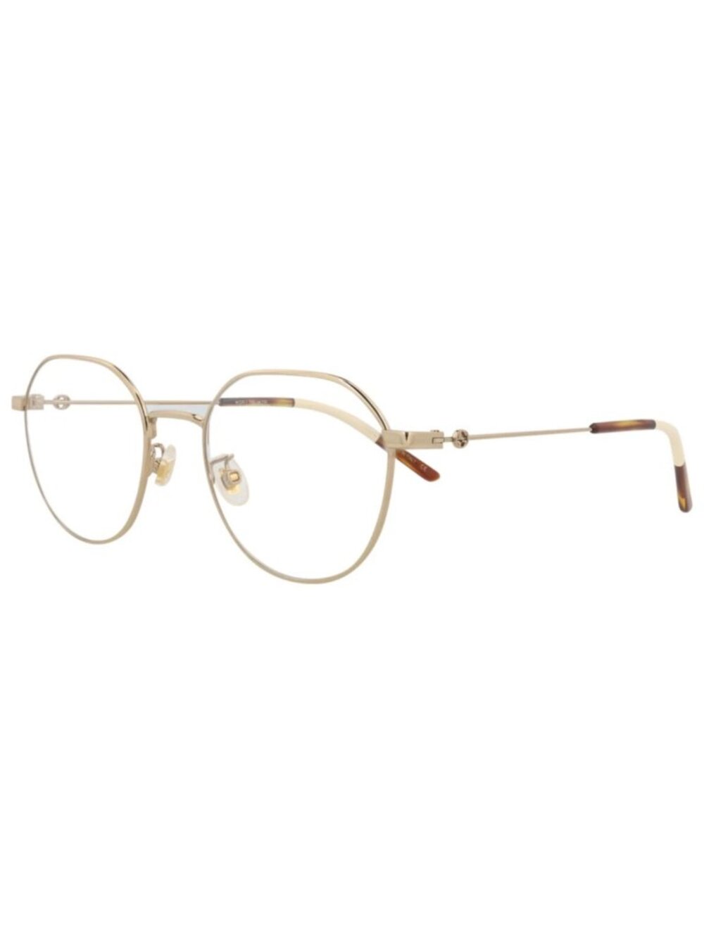 New Gucci Women's Eyeglasses Round Oval Metal Frame Gold Gold Transparent